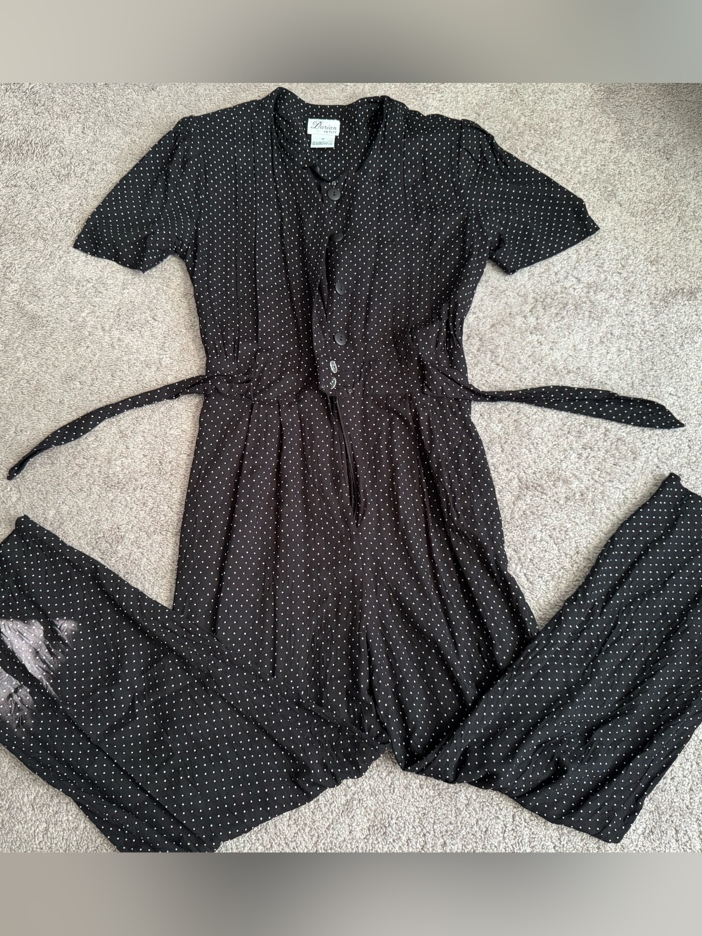 Vintage Darian Black Polka Dot Jumpsuit